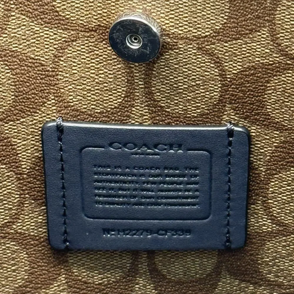 Coach Mollie Bucket Bag 22 Teal Blue Leather Duffle Shoulder Bag Purse